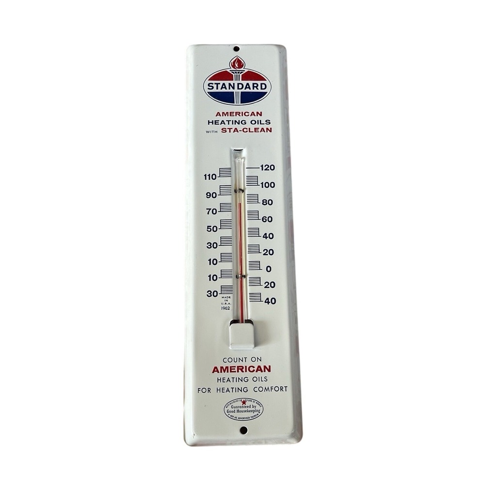 Standard Oil Co. advertising 1964 outdoor thermometer advertising heating oils